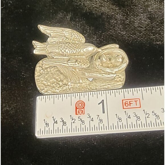 Vintage Cuteri Pewter Bird on Nest with Babies - Picture 7 of 9